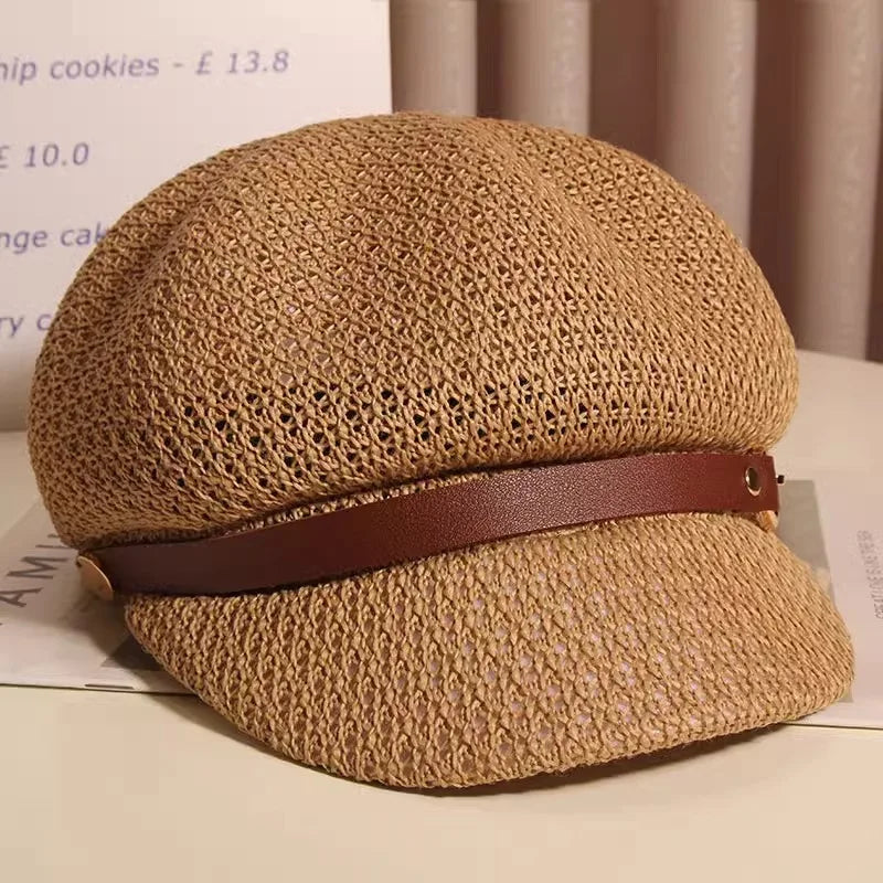 Lightweight knitted sun hat for women, designed for summer. A breathable fashion accessory for beach or travel.
