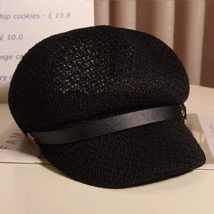 Women's breathable summer hat, knitted for comfort and sun protection. Perfect lightweight accessory for vacations.
