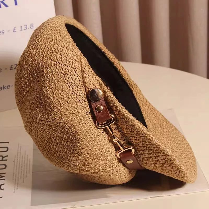 Fashionable breathable knitted hat for women, a lightweight sun hat for summer and vacation, with boho appeal.