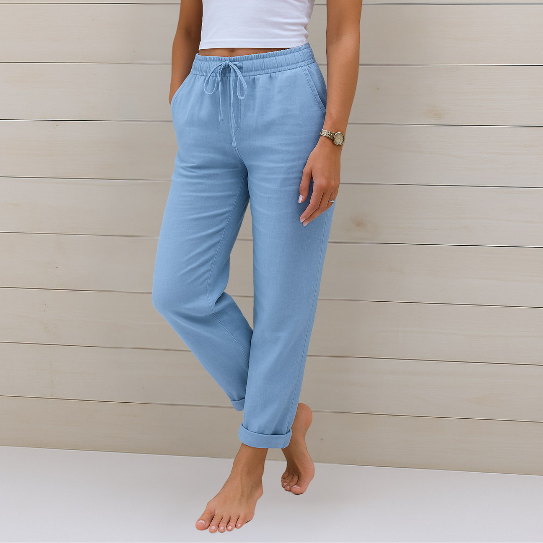 Women's breathable relaxed fit trousers with elastic waist, ideal for ultimate comfort and everyday wear.
