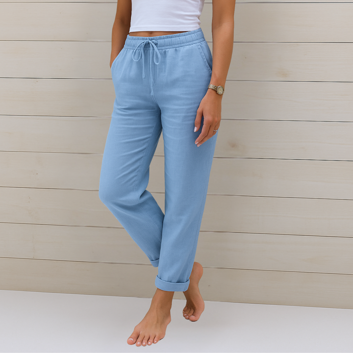 Women's breathable relaxed fit trousers with elastic waist, ideal for ultimate comfort and everyday wear.