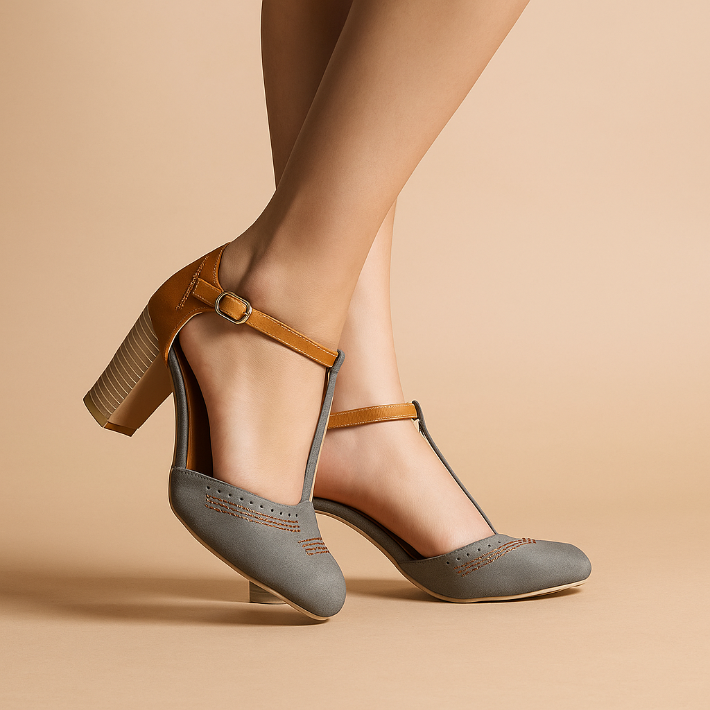 Women's Callina two-tone block heels, elegant and stable. Perfect for day or evening wear.