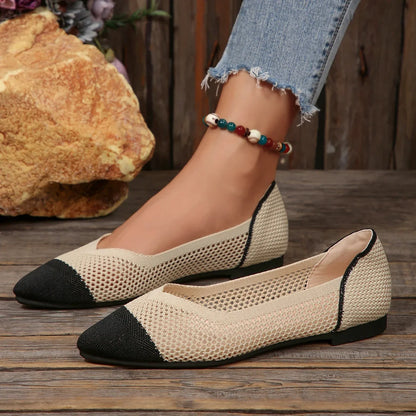 Slip-on comfort flats for women, elegant pointed toe Calora design, versatile & breathable.