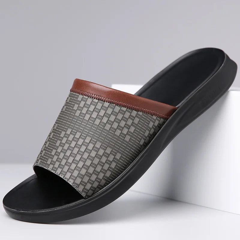 Top-down view of women's memory foam slide sandals, perfect for comfortable walking.