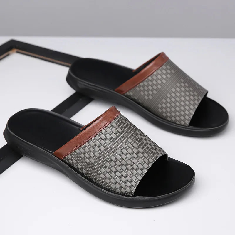 Close-up of soft strap on women's casual comfort slide sandals, memory foam cushioning.