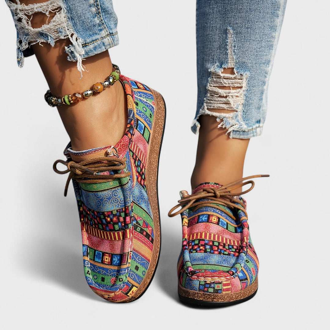 Breathable women's casual footwear with adjustable fit & wide heel, offering stable and comfortable walking.