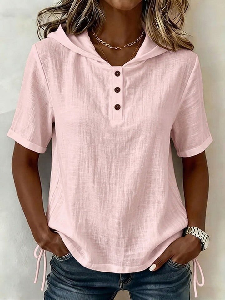 Comfortable women's relaxed fit hooded shirt, ideal lightweight casual wear for daily spring outfits.