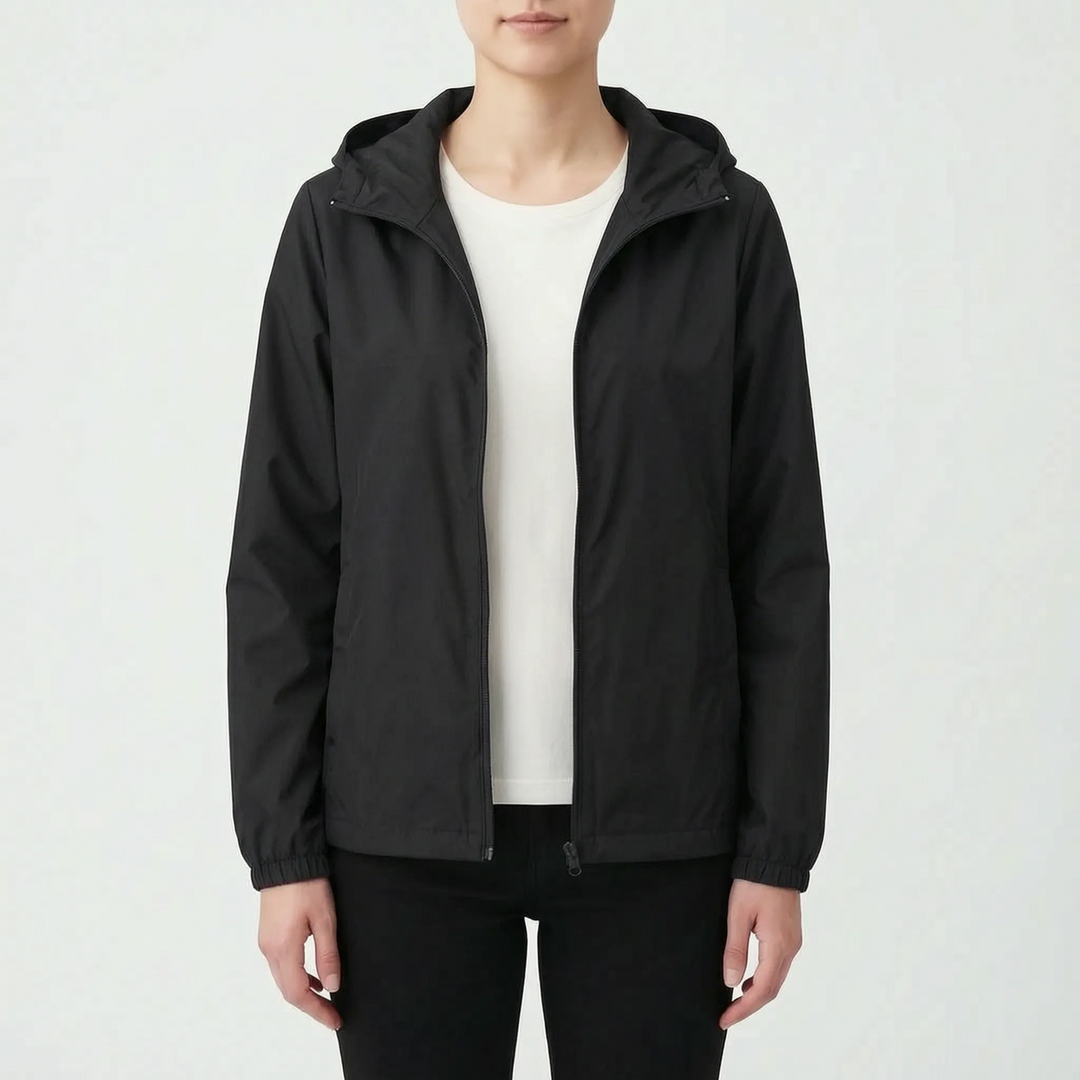 Women's essential hooded windbreaker jacket, perfect casual outerwear for active lifestyles in any season.