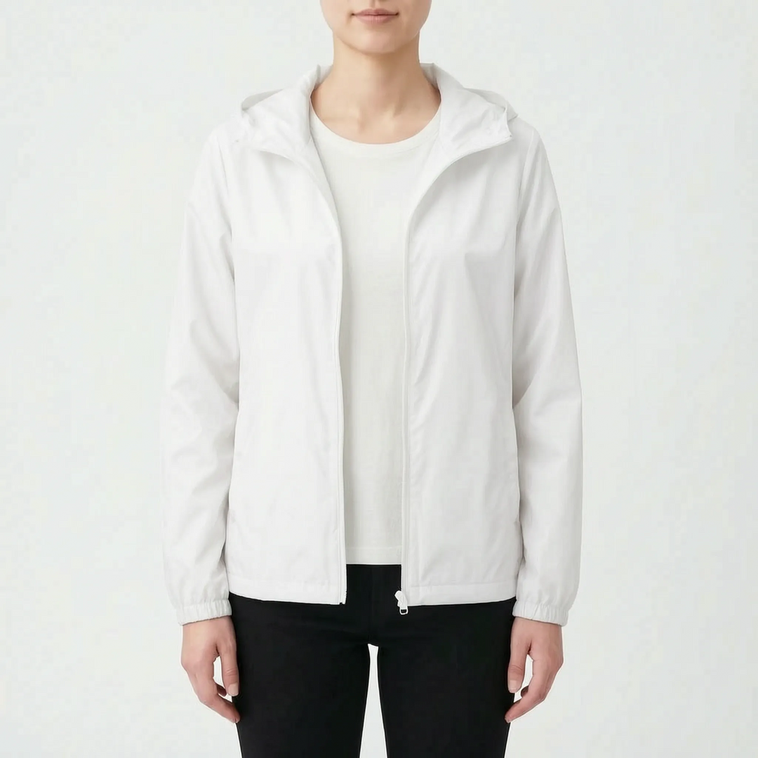 Versatile women's casual hooded windbreaker jacket, suitable for sports, travel, and everyday wear.