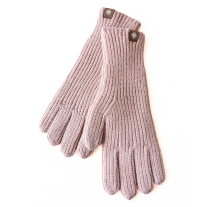 Fashionable women's knitted gloves, warm for winter, with smart touchscreen functionality.