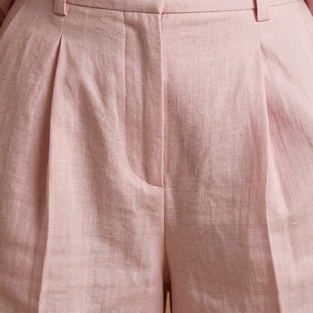 Two-piece women's casual long sleeve shirt & shorts set. Relaxed fit travel outfit with elastic waist.