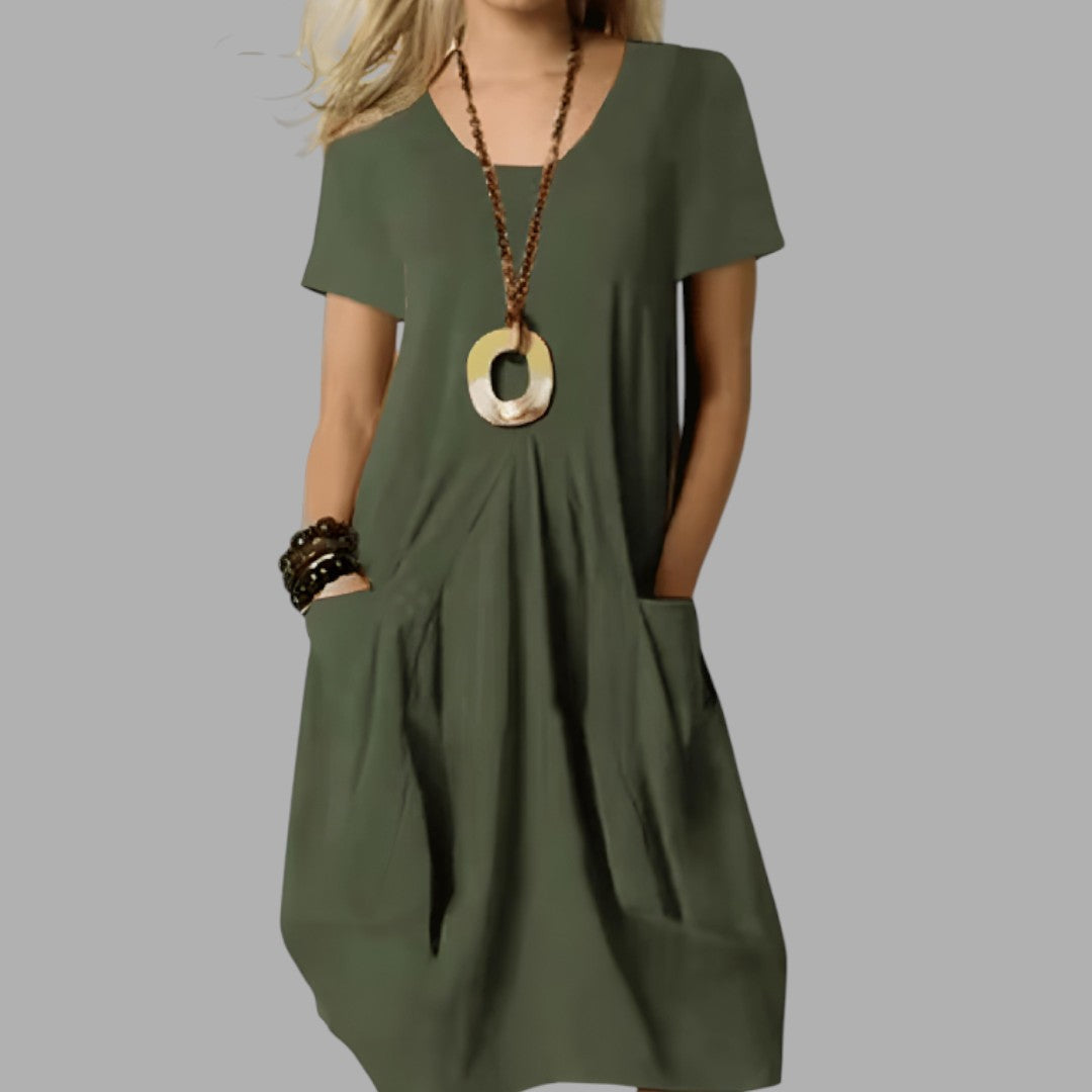 Women's casual midi dress offers effortless comfort & flattering style. Perfect for everyday wear & versatile summer fashion.