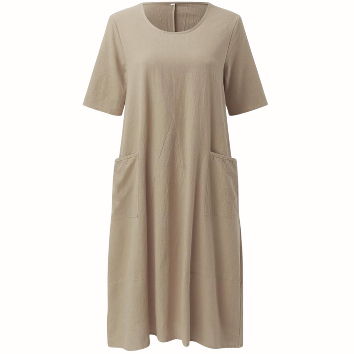 Chic women's casual dress with a comfortable relaxed fit and functional pockets for versatile styling.