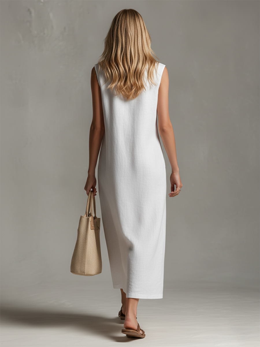 Stylish women's sleeveless midi dress, perfect for casual wear or dressing up day to night.