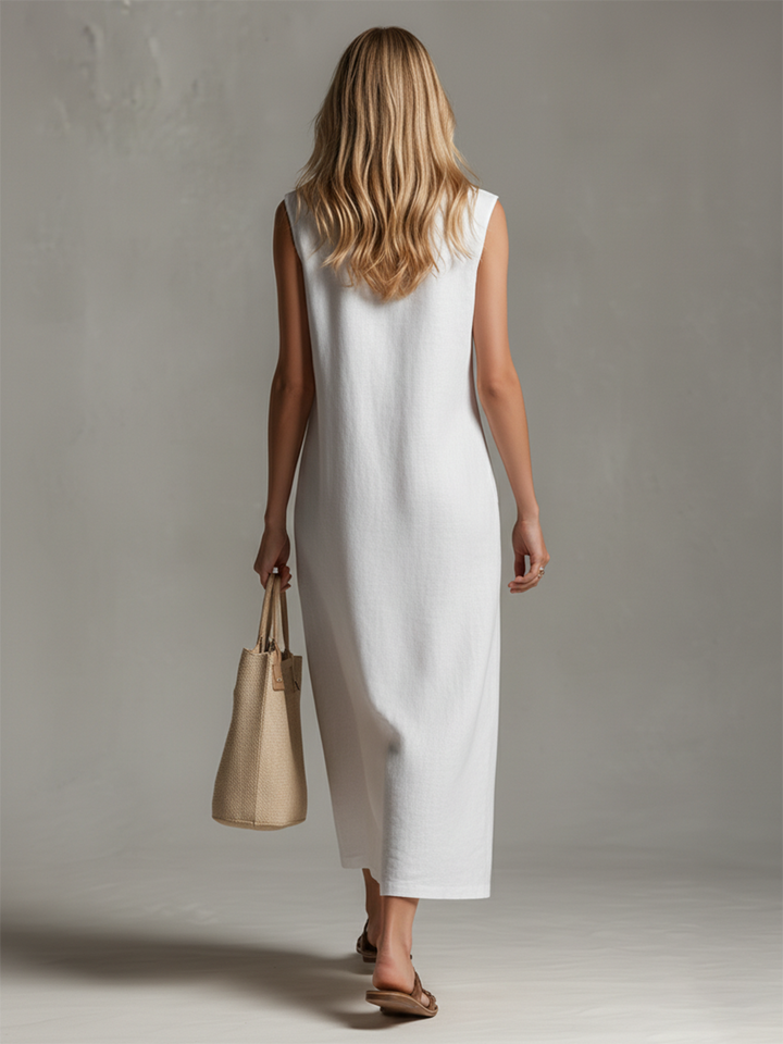 Stylish women's sleeveless midi dress, perfect for casual wear or dressing up day to night.