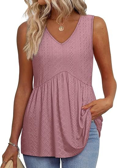 Stylish women's relaxed fit sleeveless top, perfect for casual everyday wear. Essential summer & spring fashion.