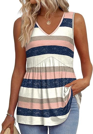 Women's relaxed fit sleeveless top, ideal for casual everyday wear. Breathable summer fashion.