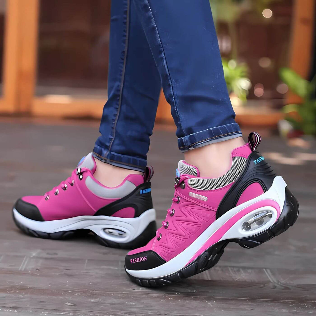 Stylish women's walking shoes featuring ergonomic arch support and shock absorption for foot health.