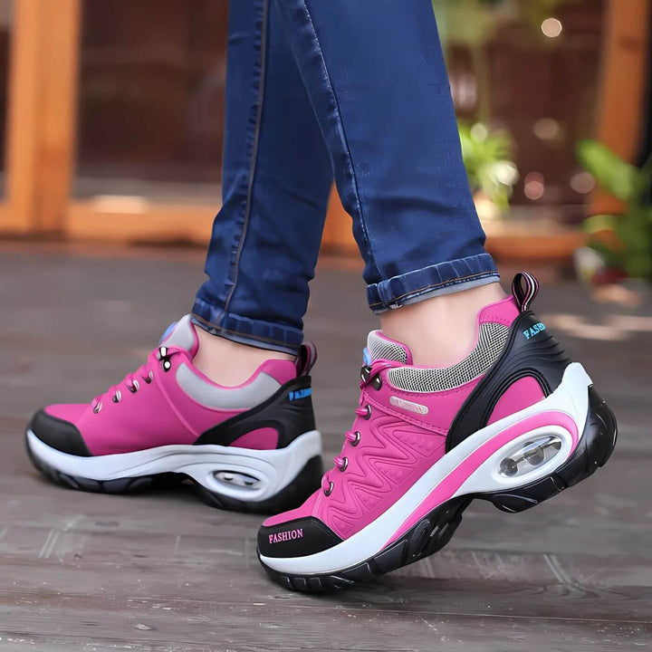 Stylish women's walking shoes featuring ergonomic arch support and shock absorption for foot health.