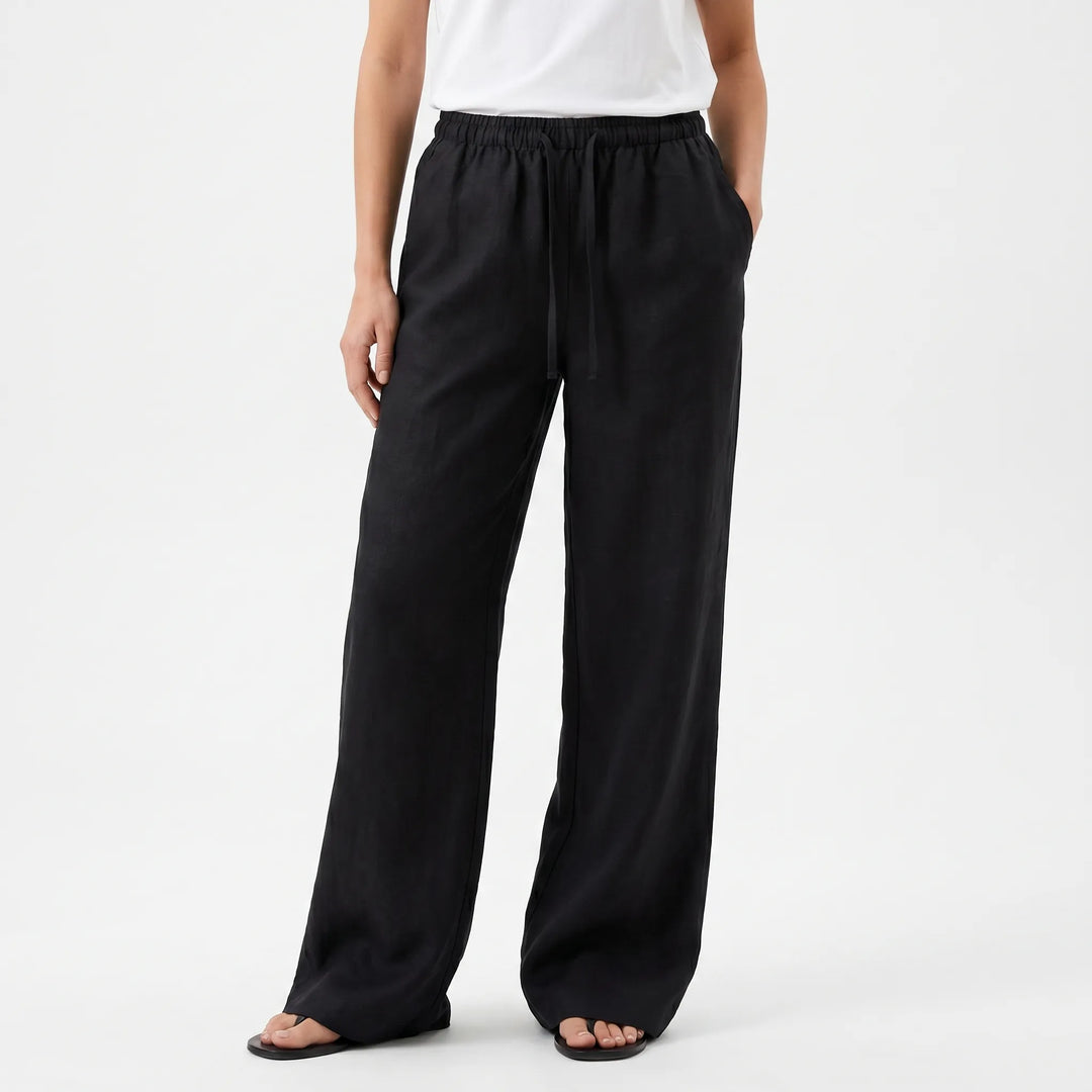 Effortless women's wide-leg drawstring pants, perfect for casual summer wear with a comfortable loose fit.
