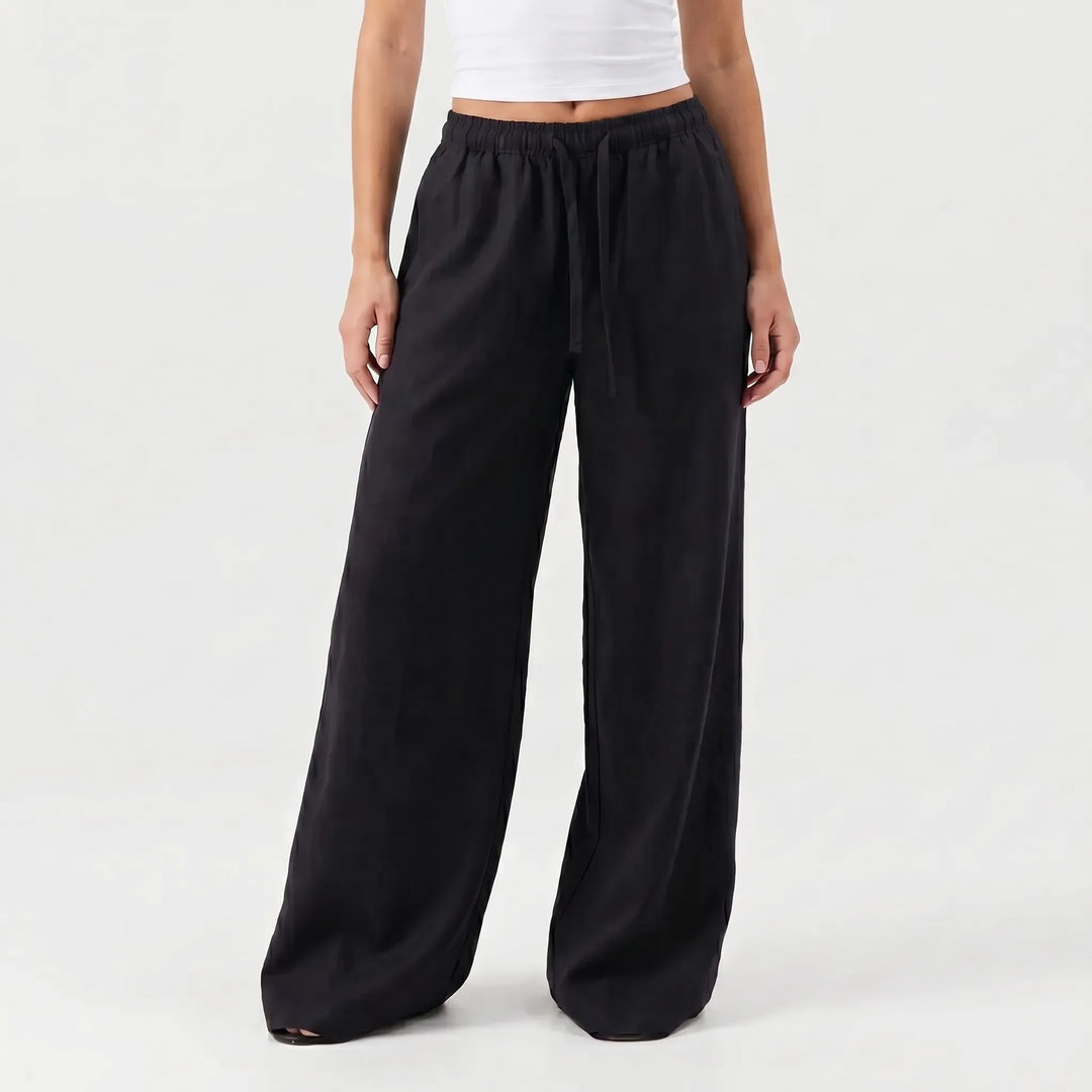 Women's loose-fit wide-leg casual pants, high-waisted and comfortable for summer everyday wear.