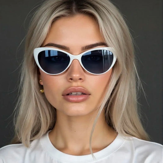 Women's cat eye sunglasses, black frame. UV400 protection, featherlight fashion eyewear.