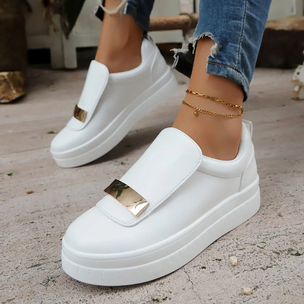 Women's Celina Rise platform sneakers, gold accents, modern comfort, great for style.