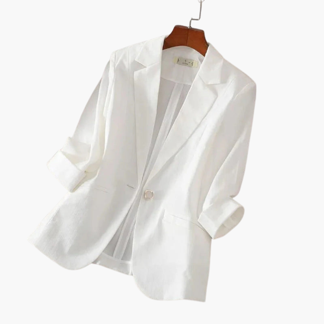 Stylish ladies 3/4 sleeve blazer, a versatile formal jacket for effortless style, ideal for office or smart casual.