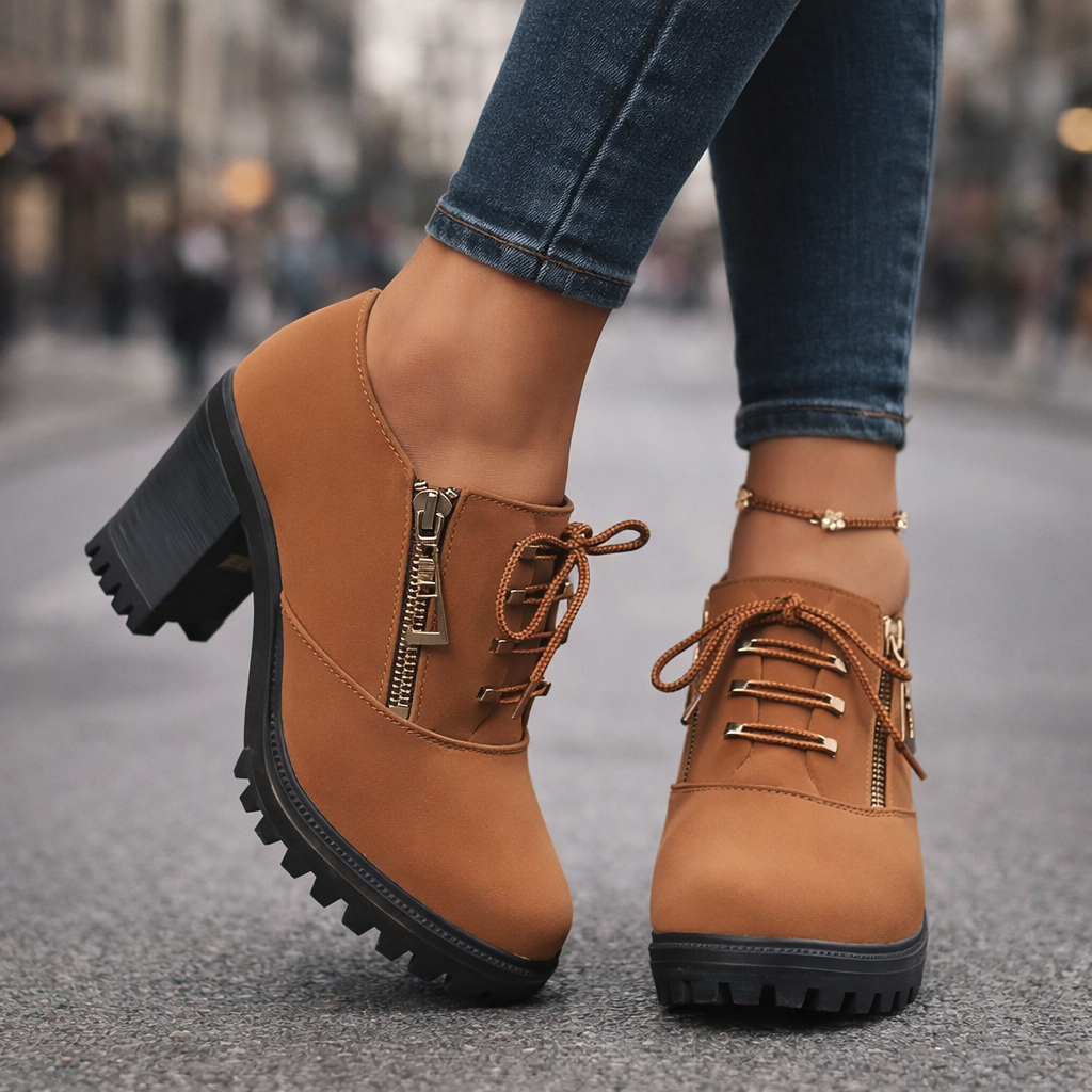 Women's chic block heel boots with orthopedic support, cushioned soles for all-day comfort.