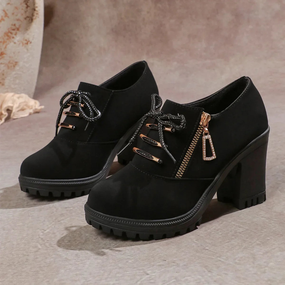 Black women's dress boots, chic block heel, orthopedic support, comfortable for winter fashion.