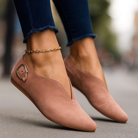 Women's chic buckle loafers, perfect for everyday comfort & style. Easy slip-on flats for work or casual wear.