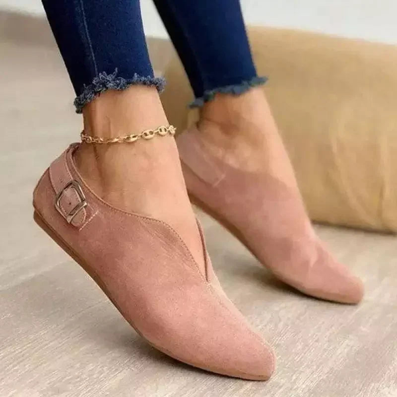 New women's comfortable buckle loafers. Slip-on flats designed for everyday style, work, and casual outings.