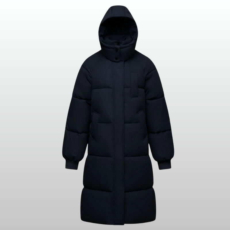 Stylish women's Cortina long puffer jacket, perfect for cold winter days & everyday wear. Warm & chic.