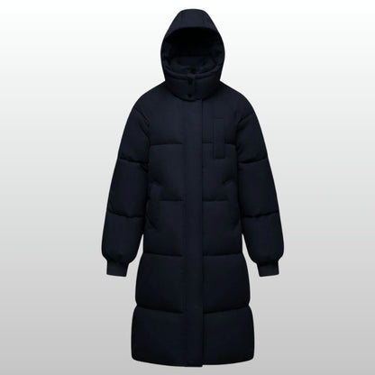 Stylish women's Cortina long puffer jacket, perfect for cold winter days & everyday wear. Warm & chic.