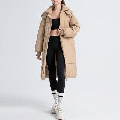 Elegant women's Cortina long puffer jacket. Ideal stylish outerwear for winter's chill & daily adventures.
