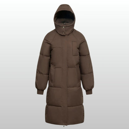 Chic Cortina women's long puffer jacket, designed for superior warmth, comfort, and winter style.
