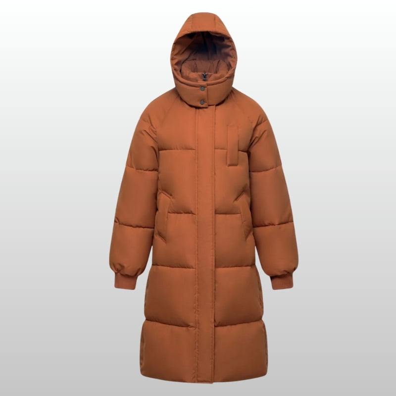 Stay cozy in the Chic Cortina women's long puffer jacket. Essential warm outerwear for cold winter fashion.
