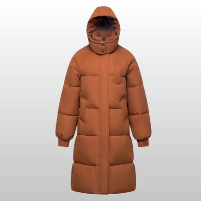 Stay cozy in the Chic Cortina women's long puffer jacket. Essential warm outerwear for cold winter fashion.
