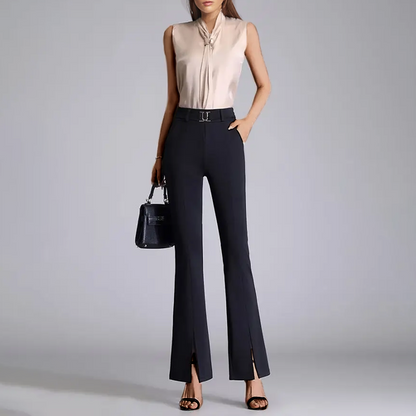 Versatile women's flared pants, Vittoria Collection. Chic workwear or casual. Recycled fabric for sustainable fashion.