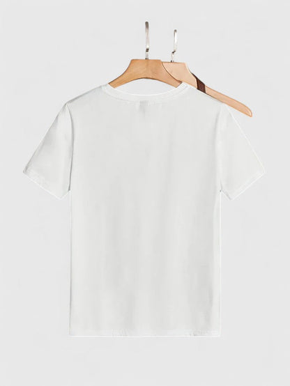 Stylish and versatile women's short sleeve t-shirt with a chic heart print.
