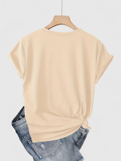 Graphic heart print women's short sleeve t-shirt, a chic and versatile casual top.