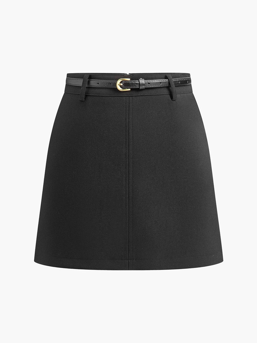 Women's fashion A-line mini skirt with belt. High-waisted for a flattering, chic & versatile look.