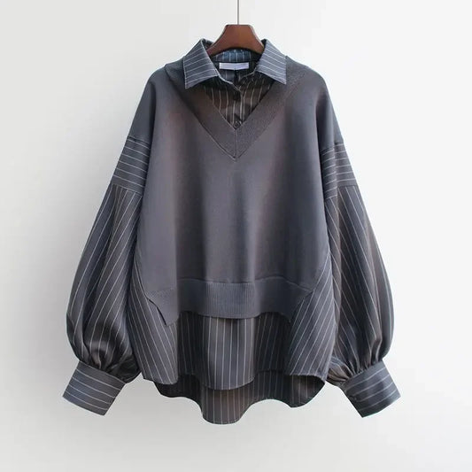 Women's chic layered blouse, comfortable & stylish. Perfect for office or casual wear.