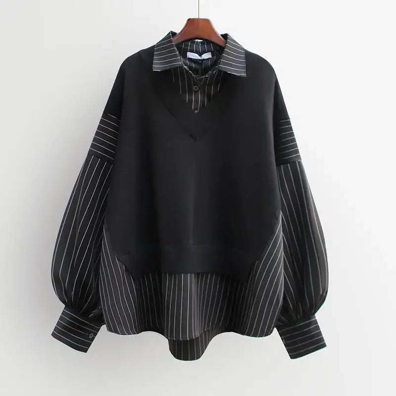Gray women's chic layered blouse. Stylish & comfortable, ideal for versatile fashion.