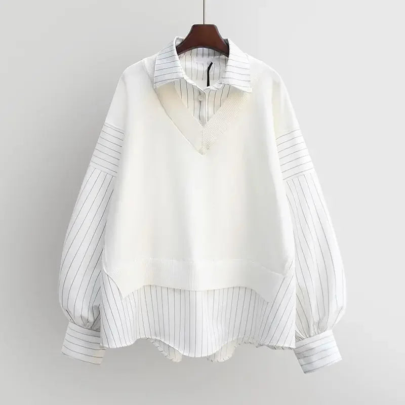 Black women's layered blouse with a chic design. Comfortable for daily or office wear.