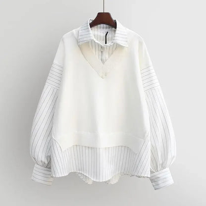 Black women's layered blouse with a chic design. Comfortable for daily or office wear.