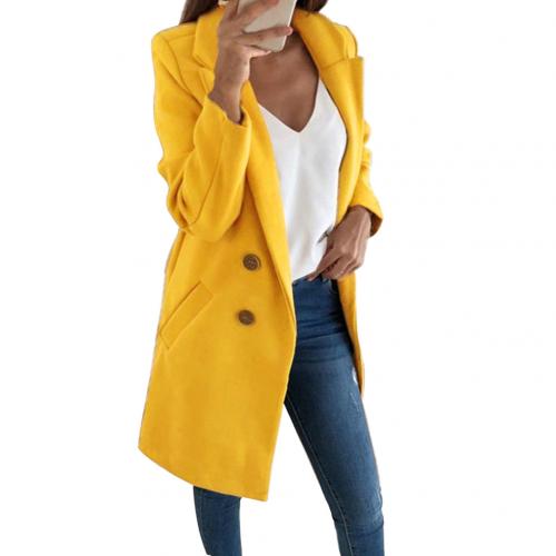 Timeless women's long blazer coat, a chic and elegant addition to any sophisticated fashion wardrobe.