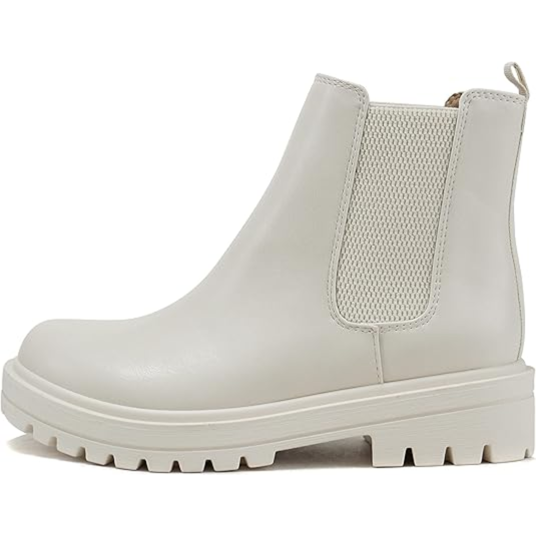 Women's Chelsea ankle boots, low block heel, with classic elastic side panels for easy slip-on.