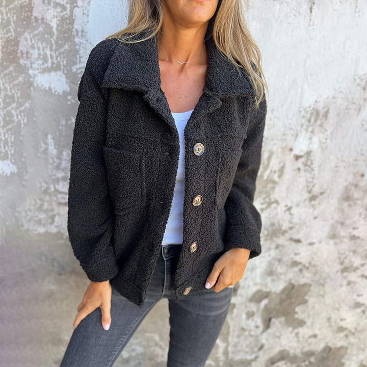 Women's chic notch collar button-up autumn coat, perfect for fall fashion & daily wear.