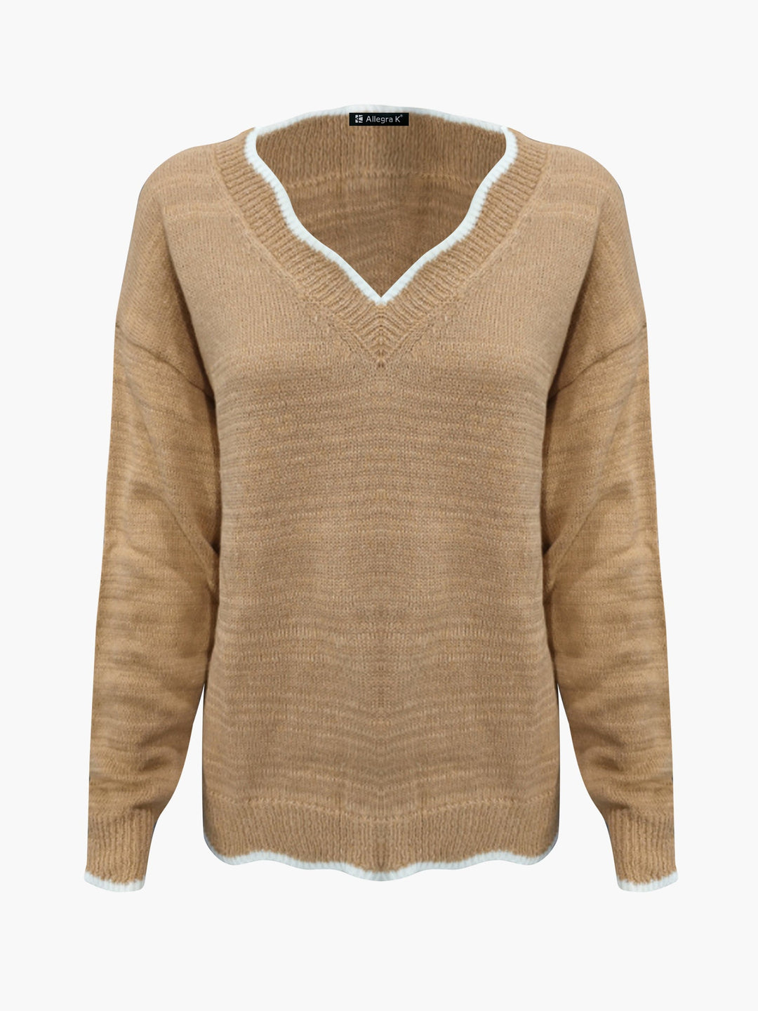 Cozy women's relaxed fit pullover. Notch V-neck sweatshirt perfect for autumn & winter layering.
